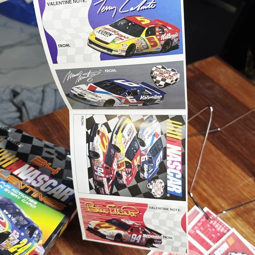 NASCAR Valentine Folded Greeting‎ Cards 34ct w/ Bonus Stickers Vintage 1996